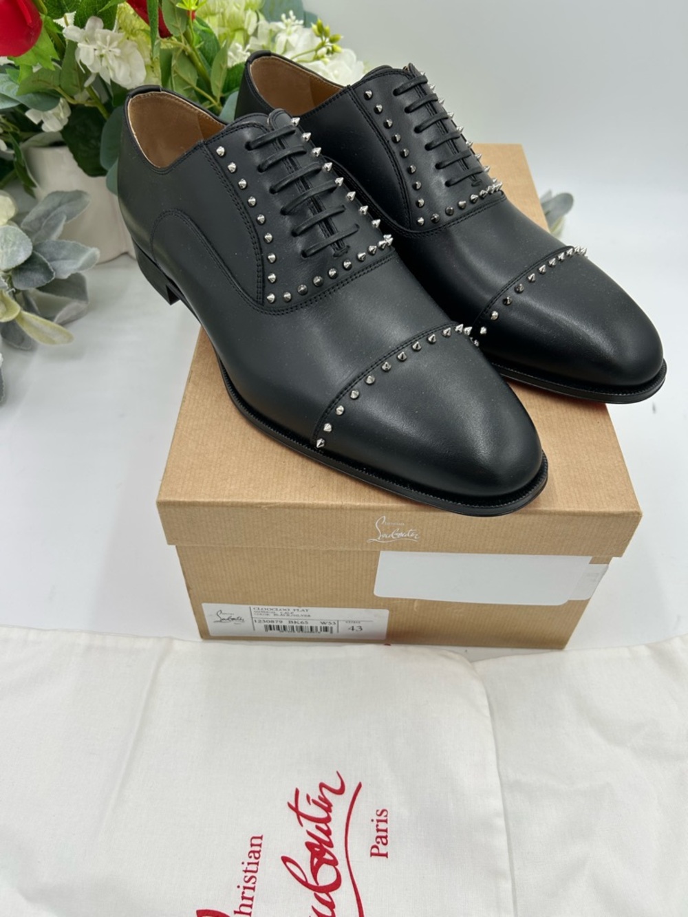 Men's Christian Louboutin CLOOCLOO spiked Leather, Oxford's size 43 made Italy - Picture 9 of 10